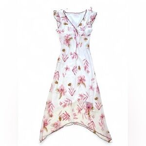 Tailor B. Moss White Maxi Dress with Pink Floral Print